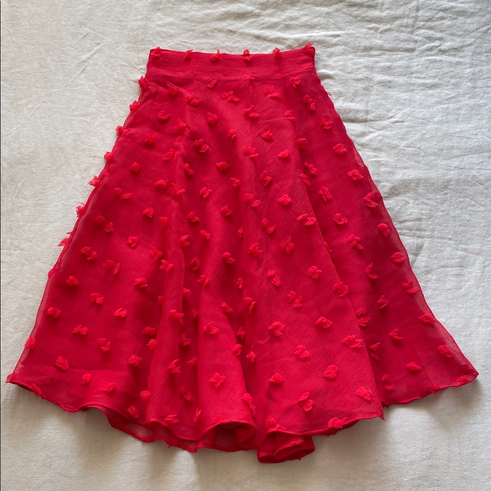 Style Keepers Red Tufted Detail Midi Skirt